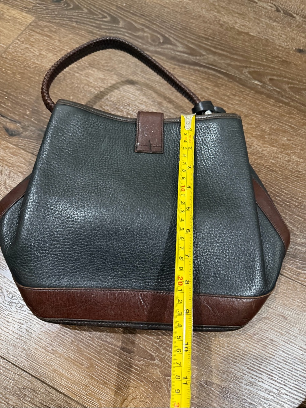 Brighton Black Pebbled Leather bucket Bag with Brown Trim - Picture 8 of 10